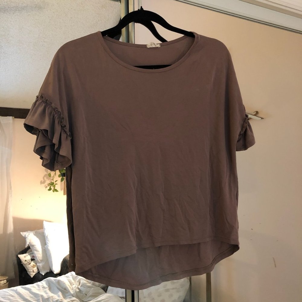 Boutique Tee Shirt Ruffle Sleeves